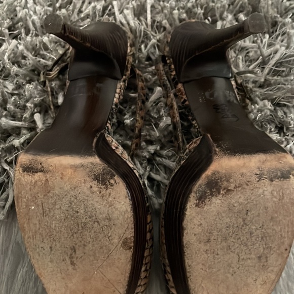 Stuart Weizmann Snake Print Leather Platform Heels Size 6M - Picture 4 of 6